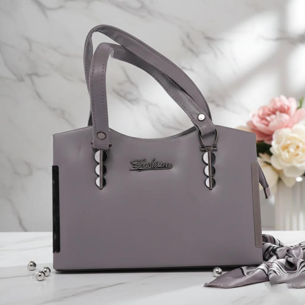 Value Gifts Women’s Fashion Smokey Grey Leather Handbag