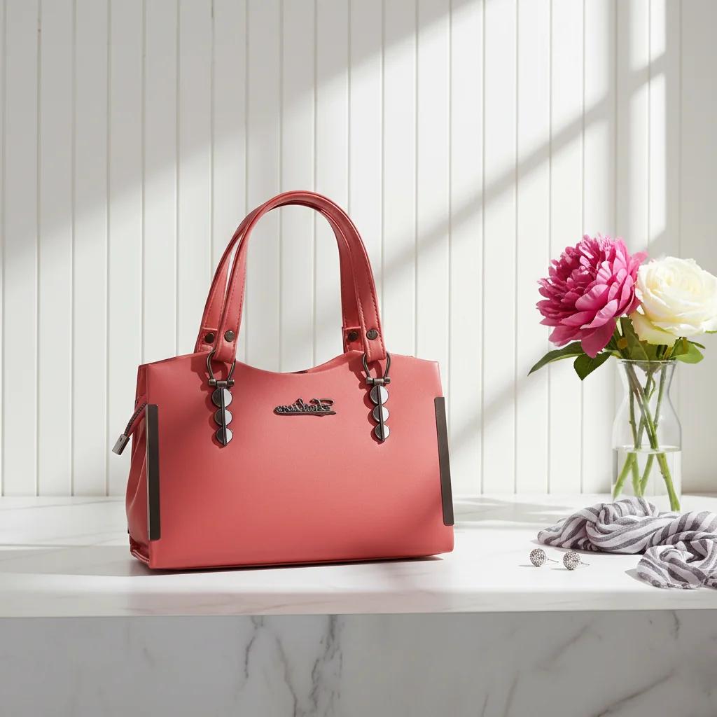 Value Gifts Elegant Deep Rose Leather Handbag for Women