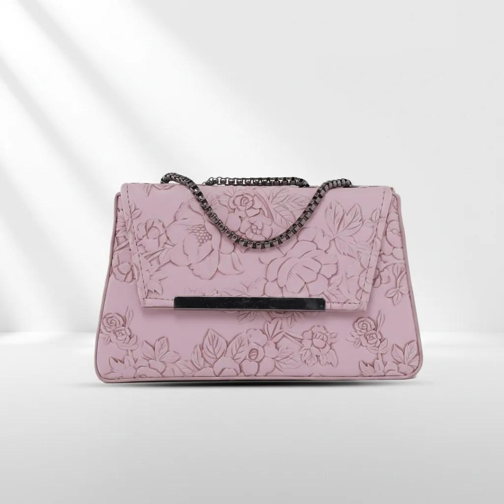 Value Gifts Rose Taupe Fancy Box Sling Bag for Women and Girls