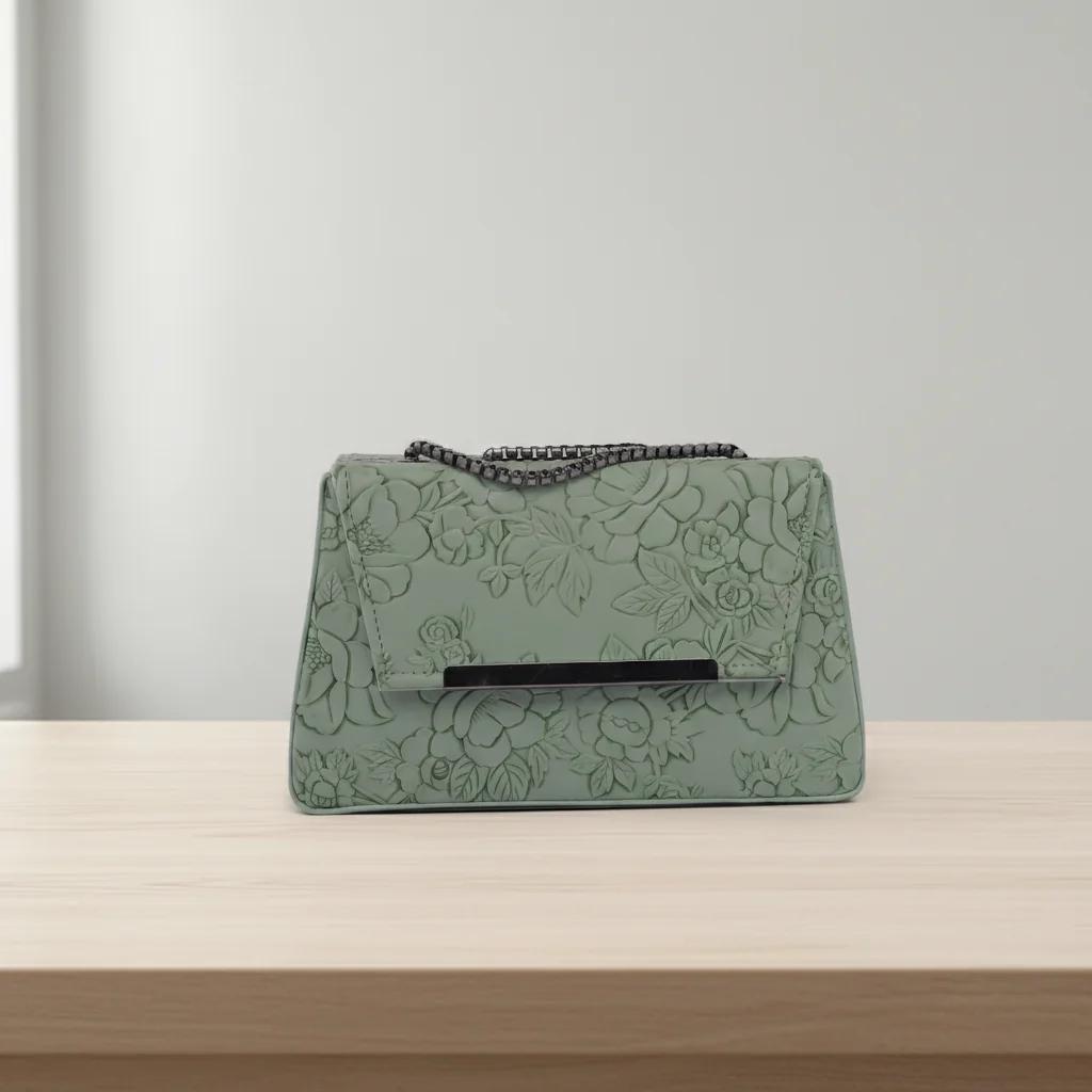 Value Gifts Sage Green Fancy Box Sling Bag for Women and Girls