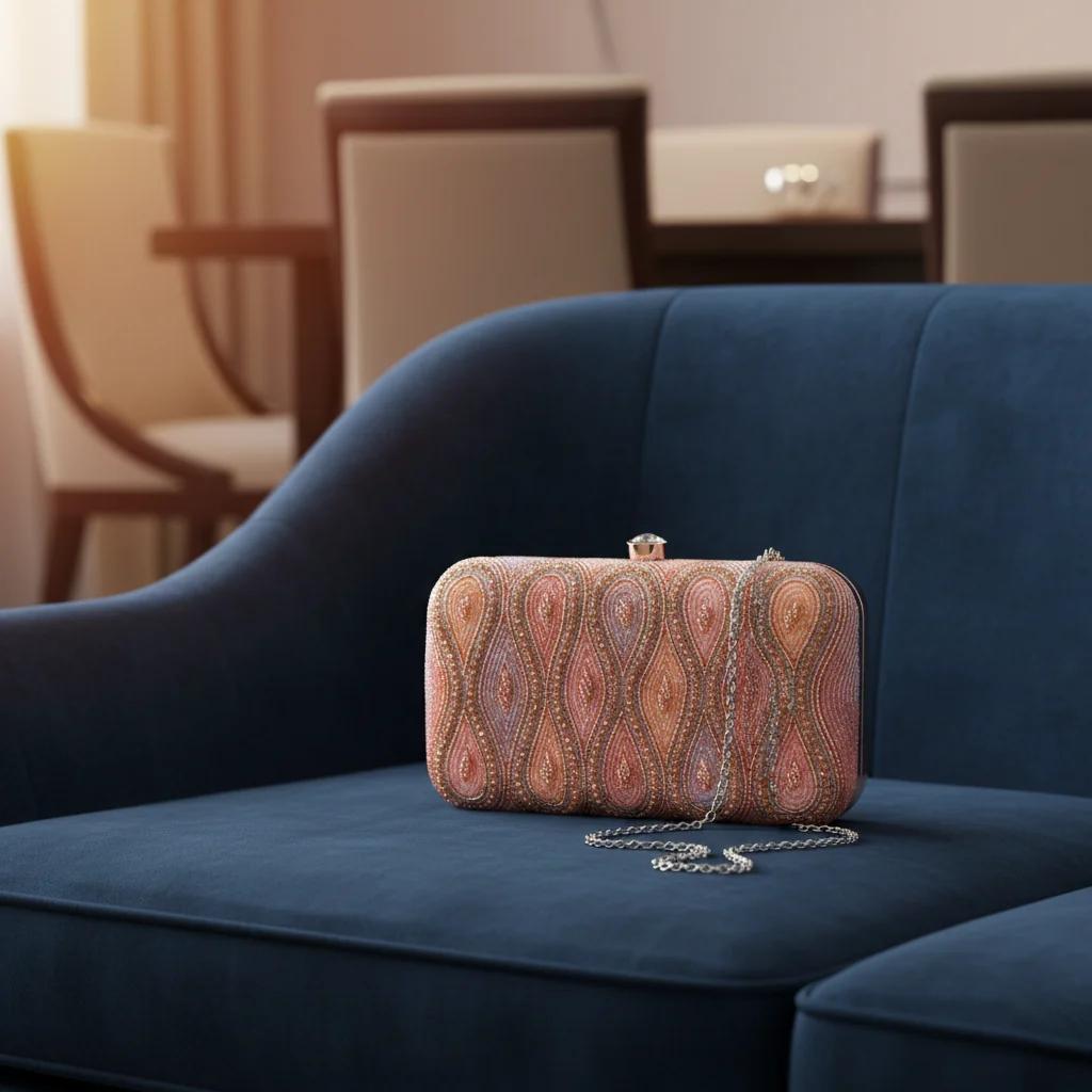 Value Gifts Women’s Greyish Pink Clutch with Gold Embellishments