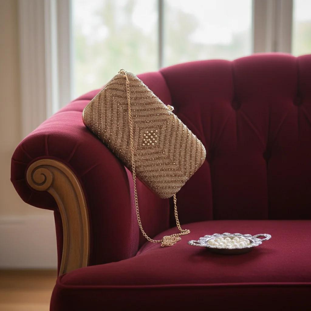 Value Gifts Women’s Otter Brown Clutch with Gold Embellishments