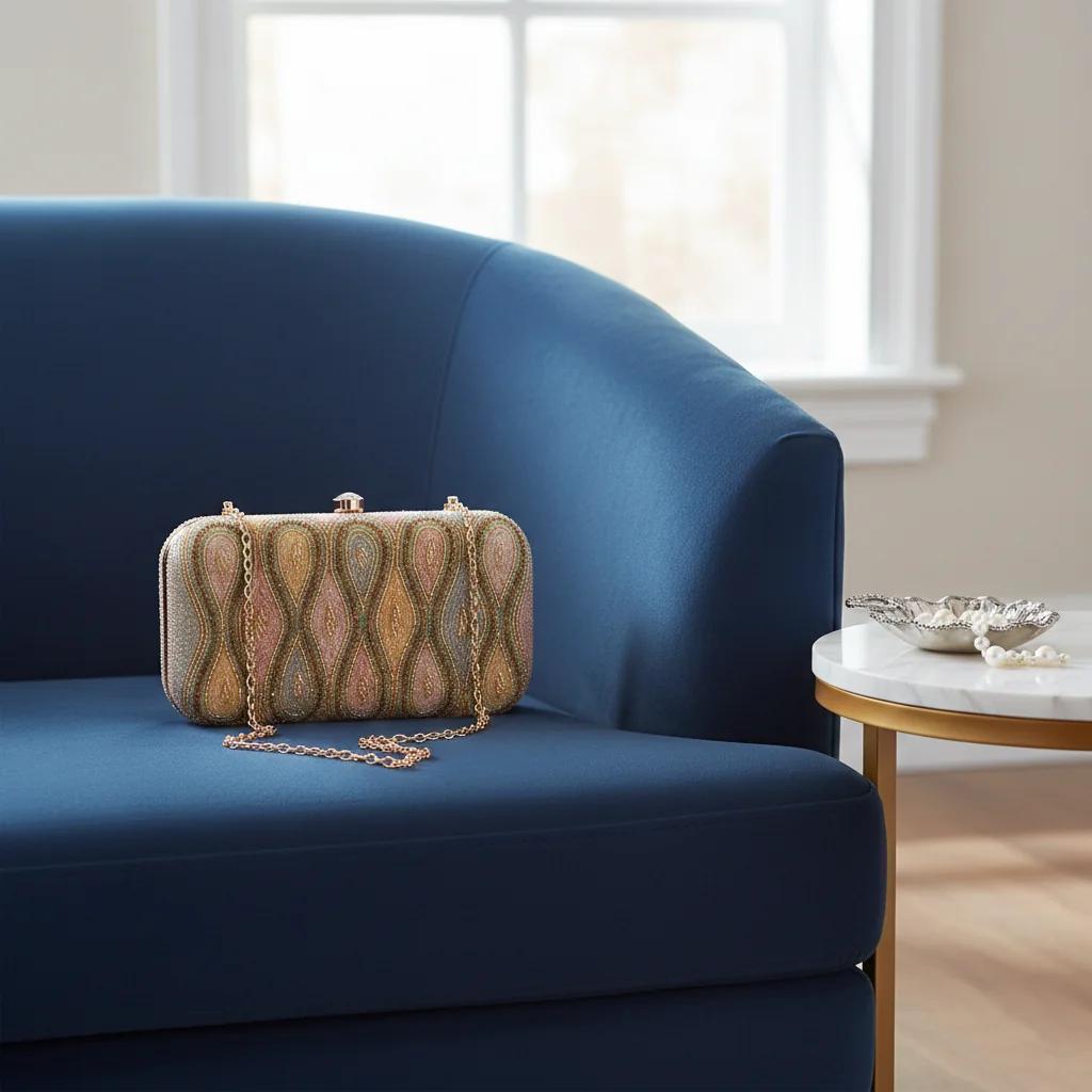 Value Gifts Women’s Warm Grey Clutch with Gold Embellishments