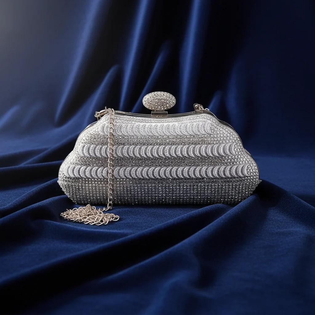 Value Gifts Elegant Party Silver Chalice Sling Bag with Gold Clutch