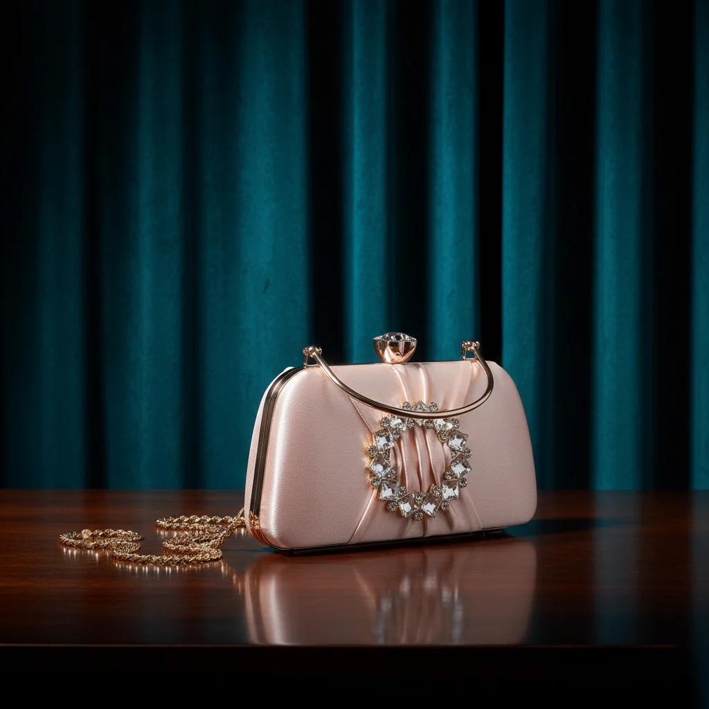 Value Gifts Women’s Bridal Handbag Pearl Bush with Gold Clutch