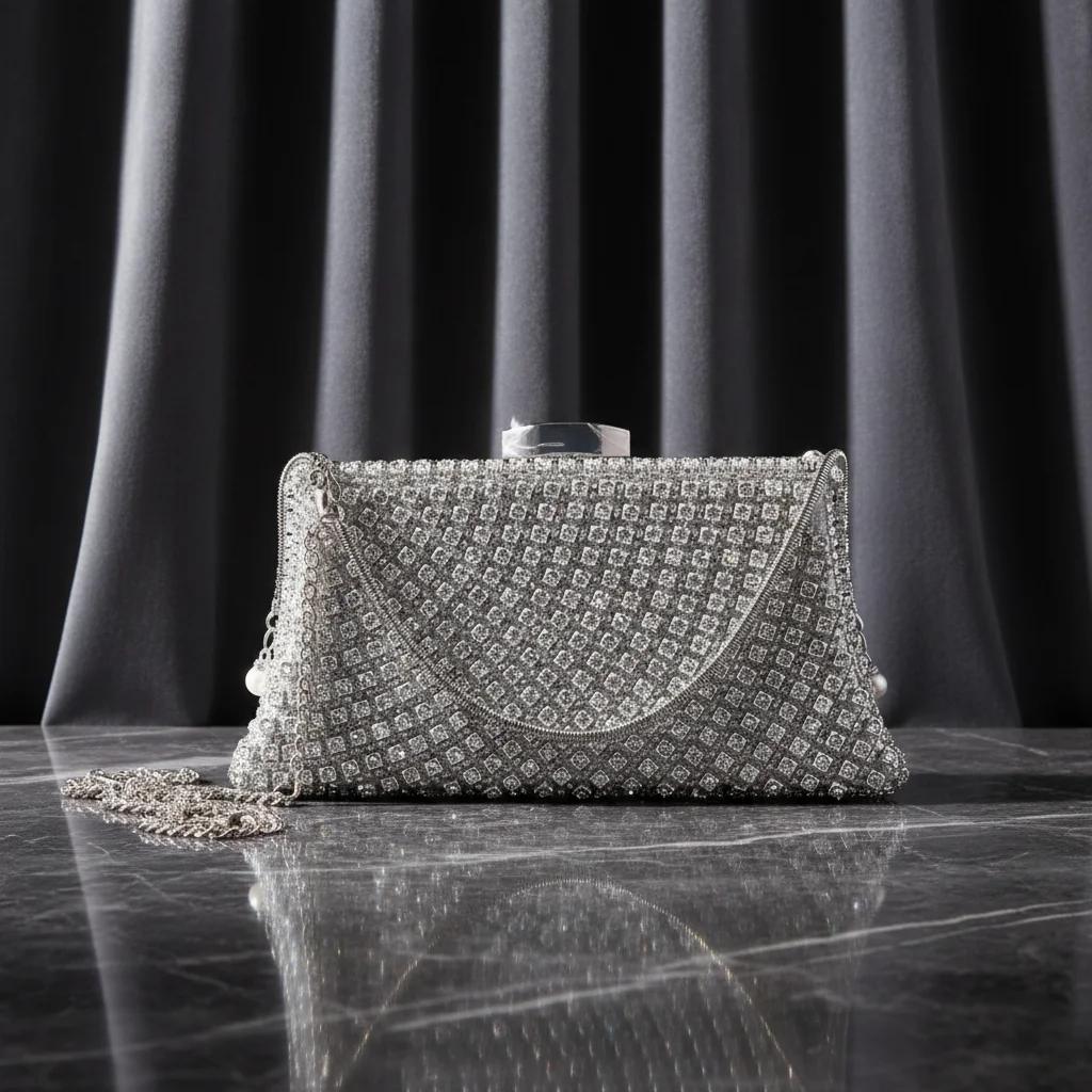 Value Gifts Women’s Soft Peach Diamond Clutch Sling Bag