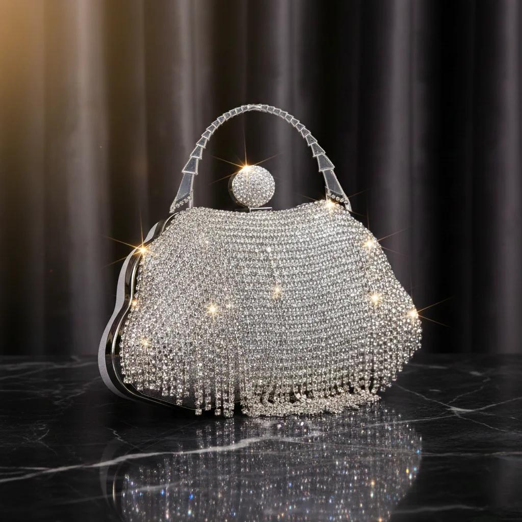 Value Gifts Women’s Seashell Crystal Diamond Purse Sling Bag