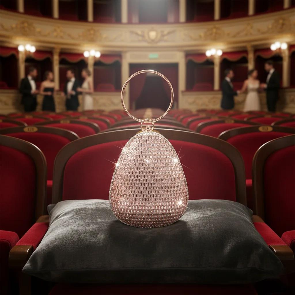 Value Gifts Women’s Pink Flare Rhinestone Clutch with Push Closure