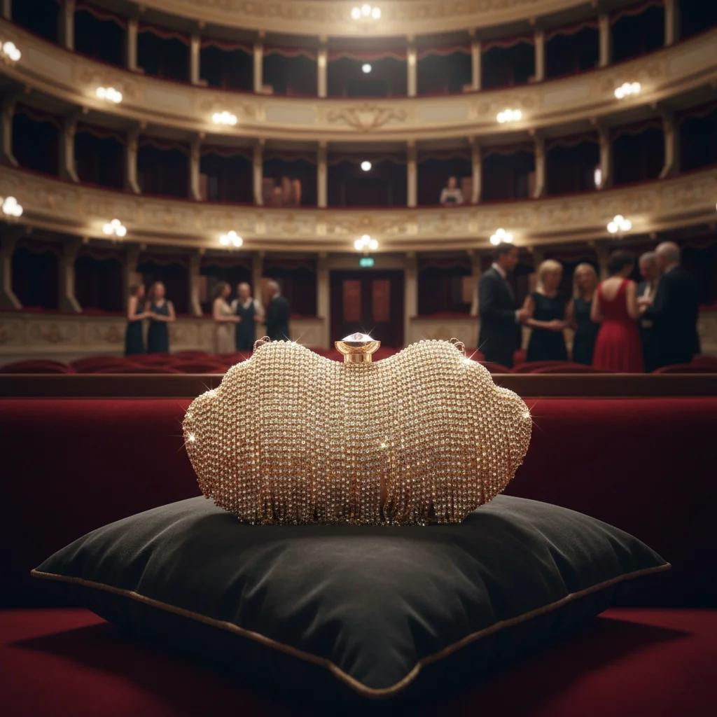 Value Gifts Women’s Tan Gold Rhinestone Clutch Bag