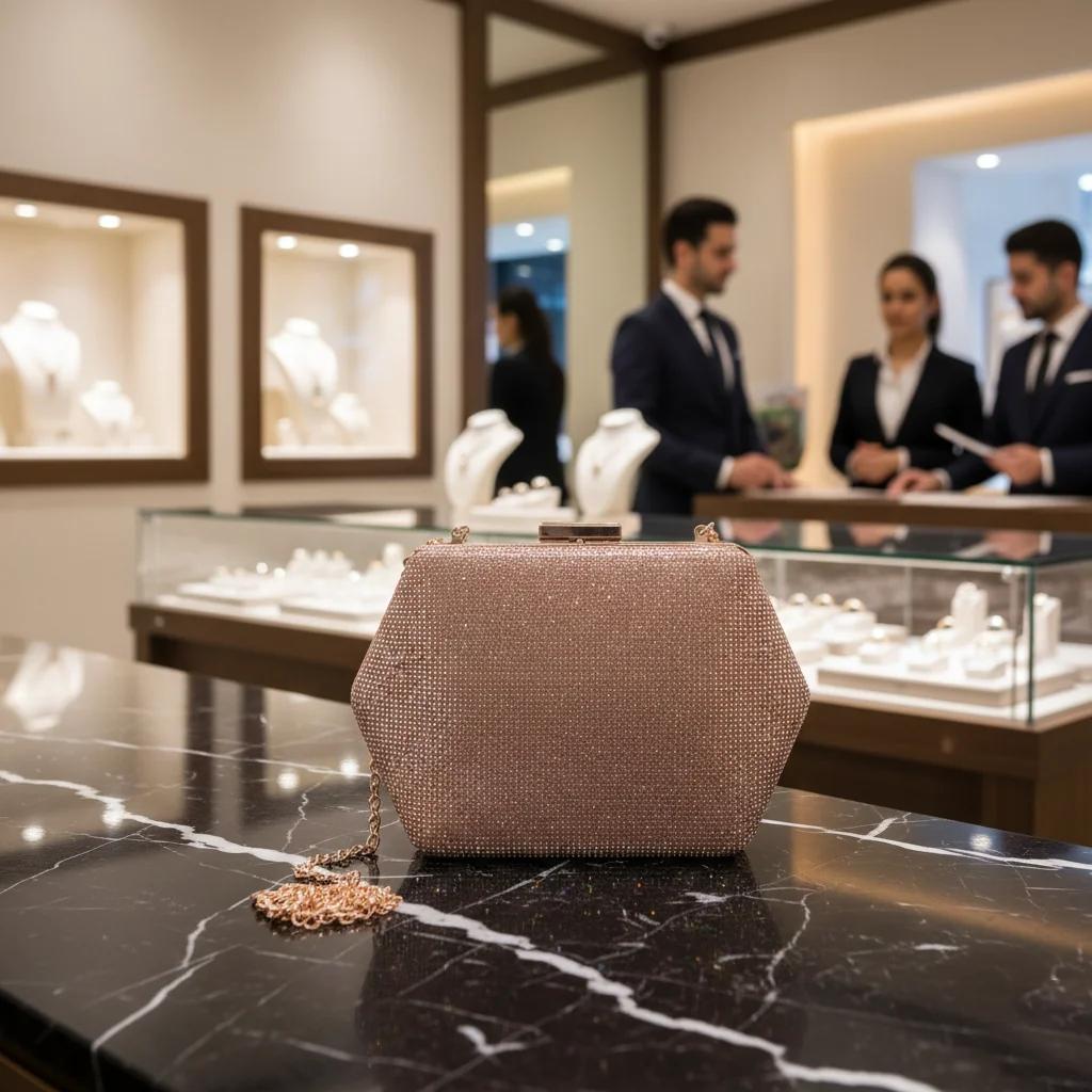 Value Gifts Women’s Oriental Pink Clutch Bag with Glittery Gold Cord and Push Lock