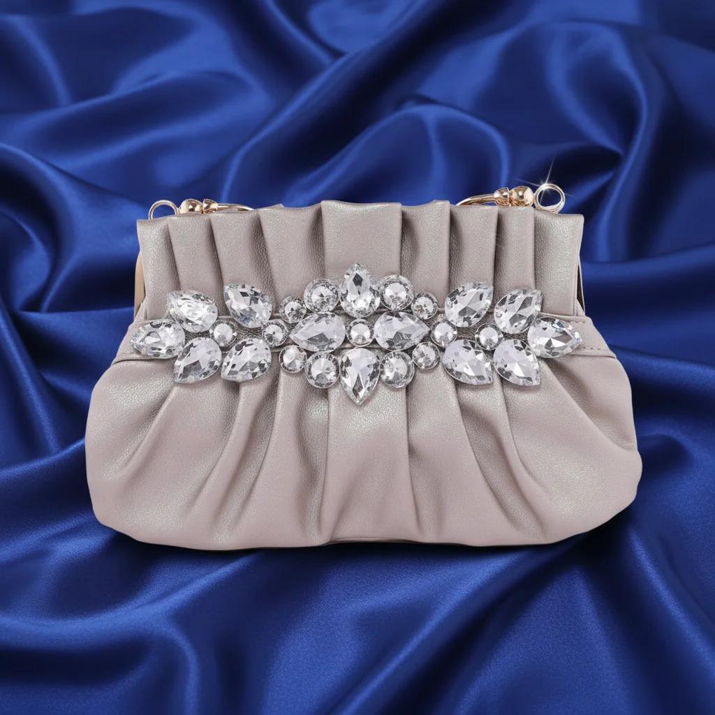Value Gifts Elegant Grey Olive Lady Queen Floral Wedding Bag for Women