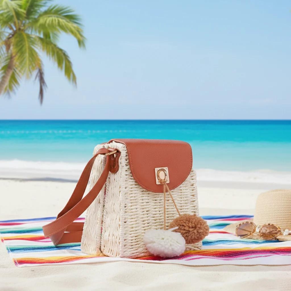 VPH Gift Store Pastel Brown Straw Sling Bag for Women