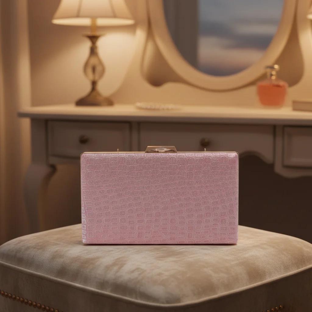 VPH Gift Store Pink Swan Box Clutch with Chain for Girls & Women