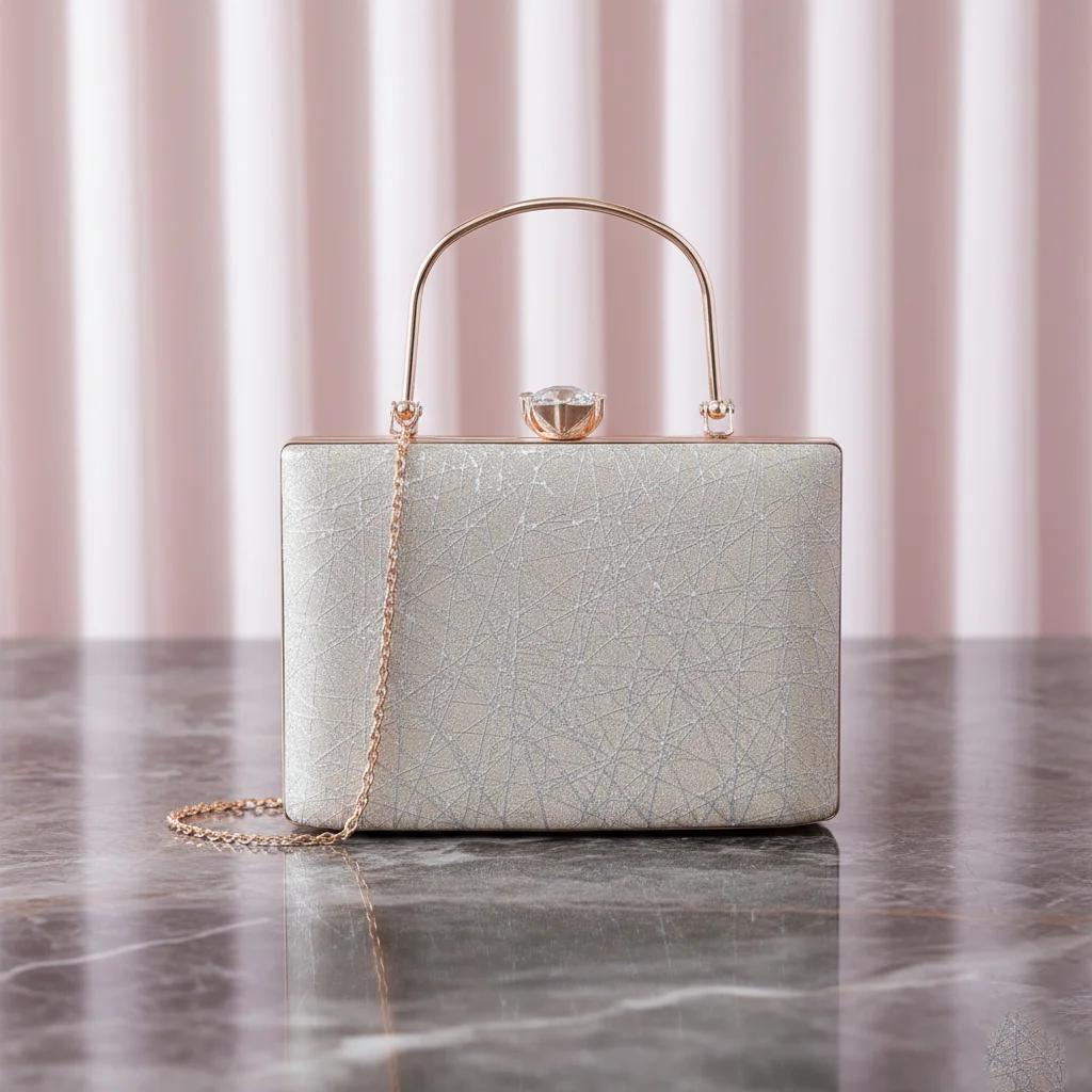 VPH Gift Store Light Grey Designer Handheld Clutch Bag for Women