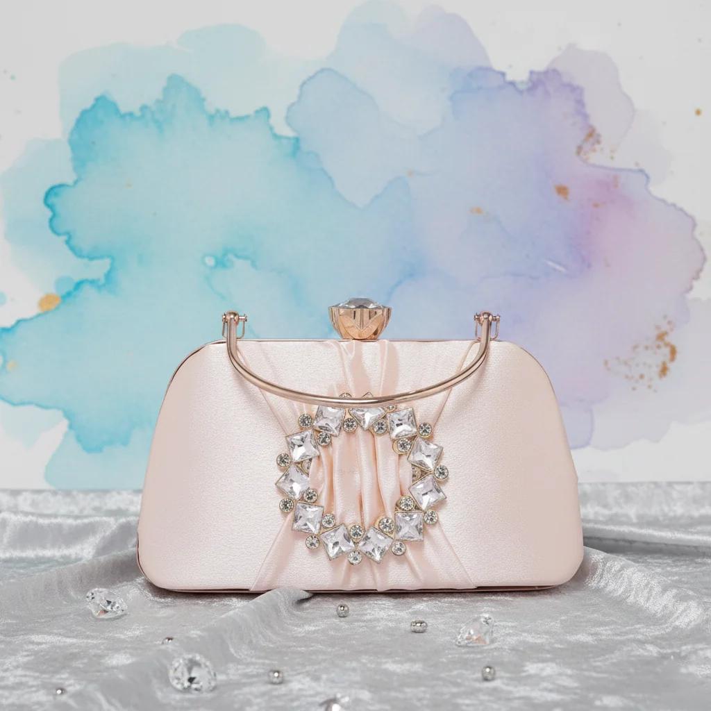 VPH Gift Store Pearl Bush Bridal Handbag with Gold Clutch for Women