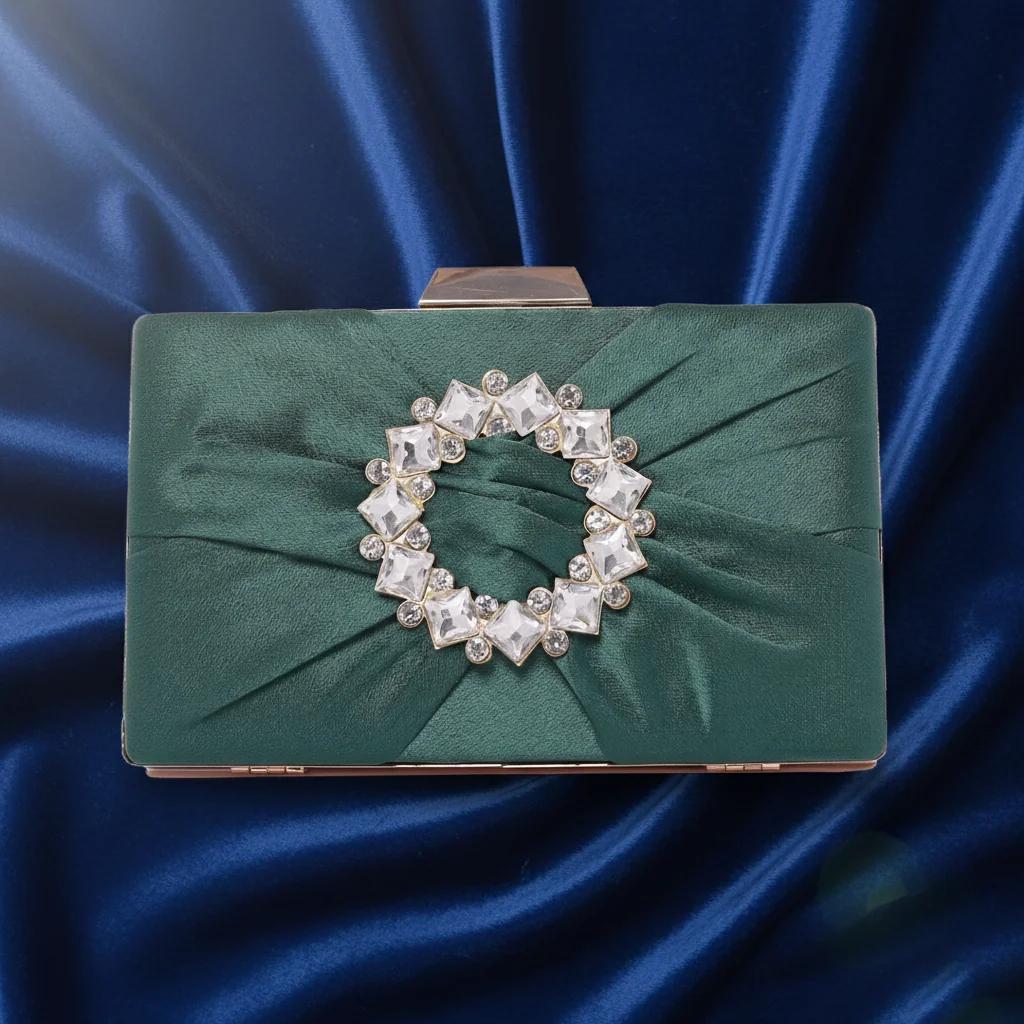 VPH Gift Store Stylish Mineral Green Bridal Clutch Purse for Women