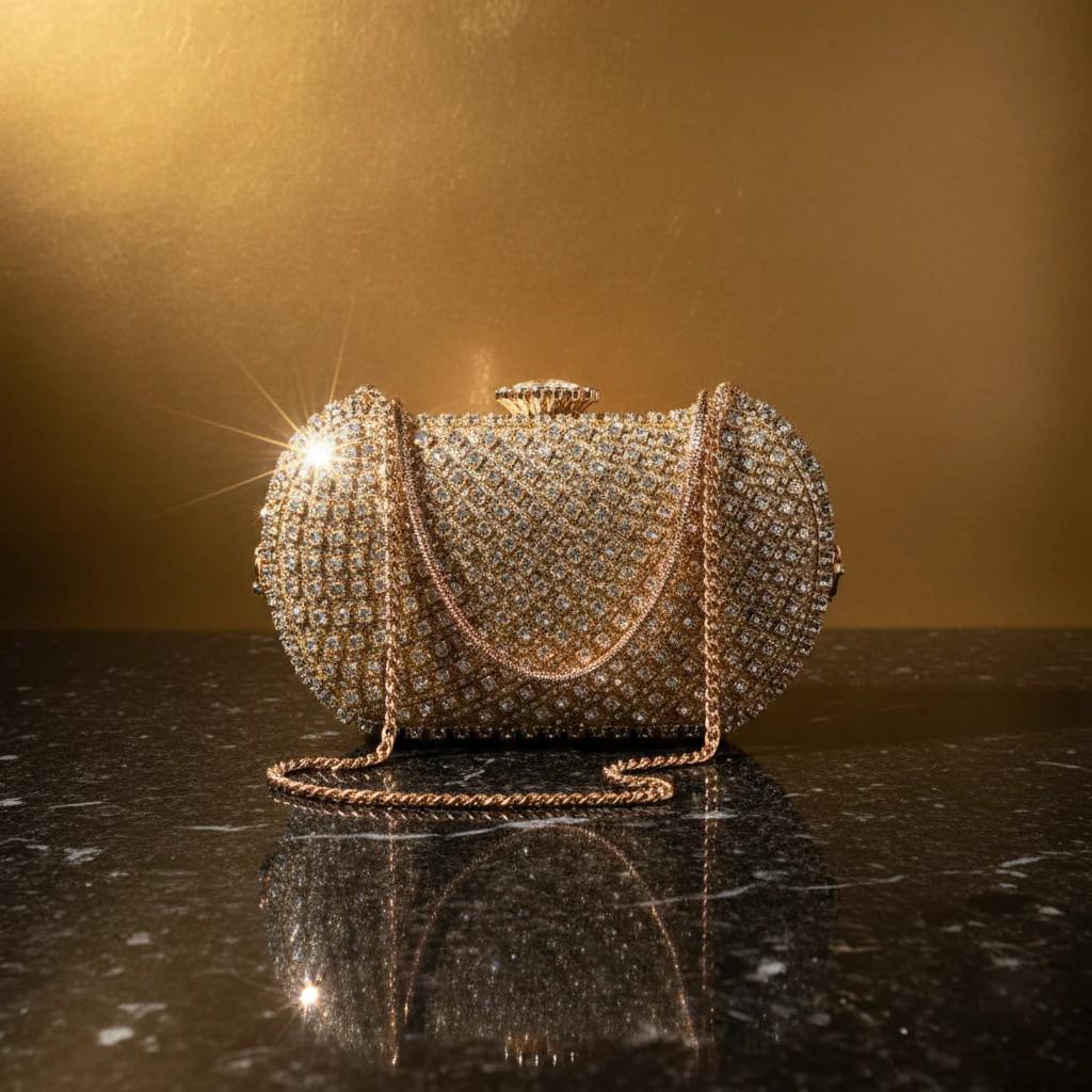 VPH Gift Store Brownish Bright Diamond Clutch Sling Bag for Women