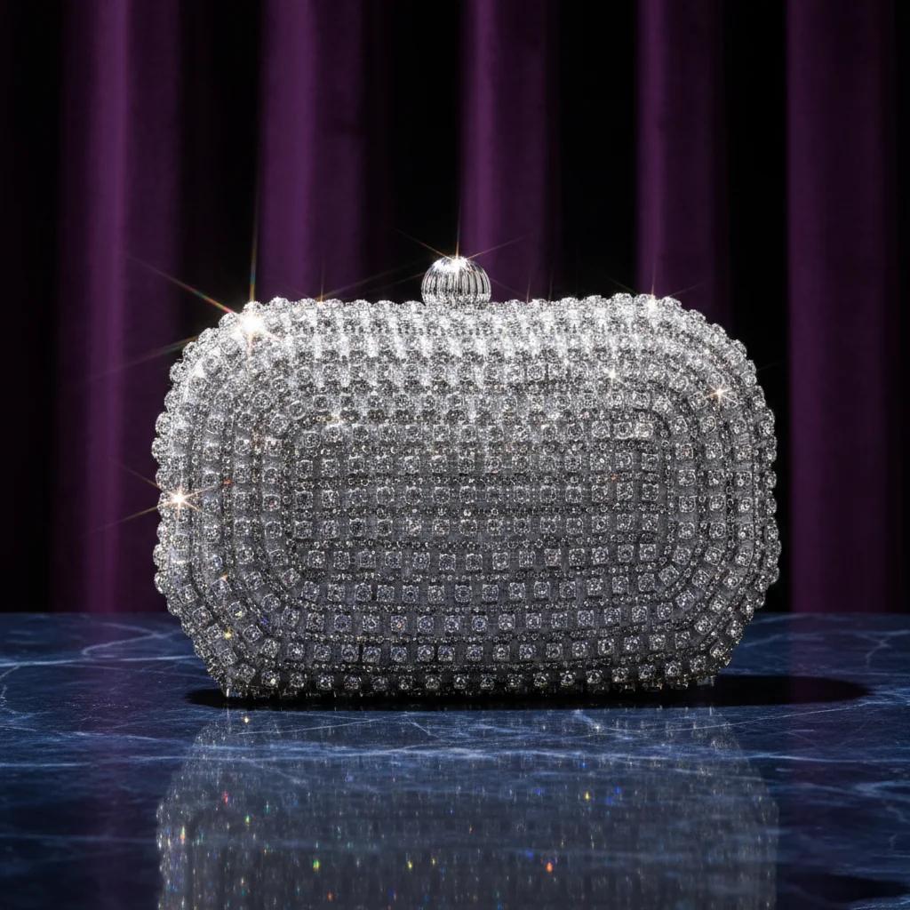 VPH Gift Store Oslo Grey Bright Diamond Clutch Sling Bag for Women