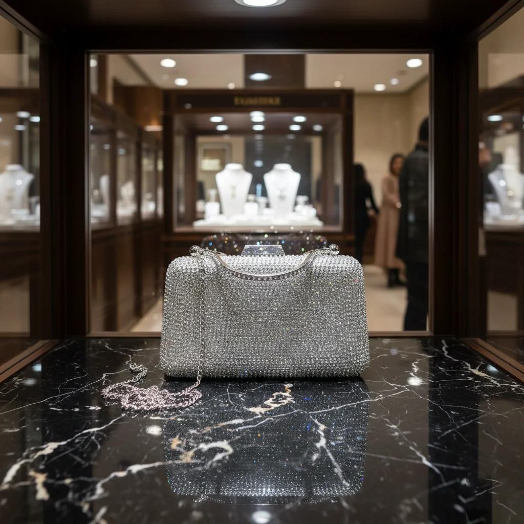 VPH Gift Store Stylish Regent Grey Crystal Diamond Sling Bag