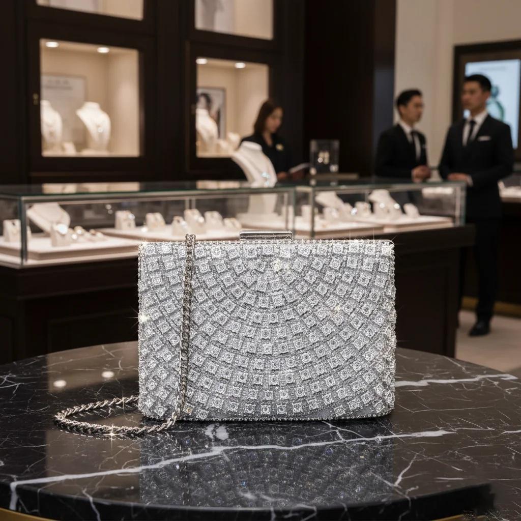 VPH Gift Store Moon Mist Bridal Crystal Diamond Purse for Women