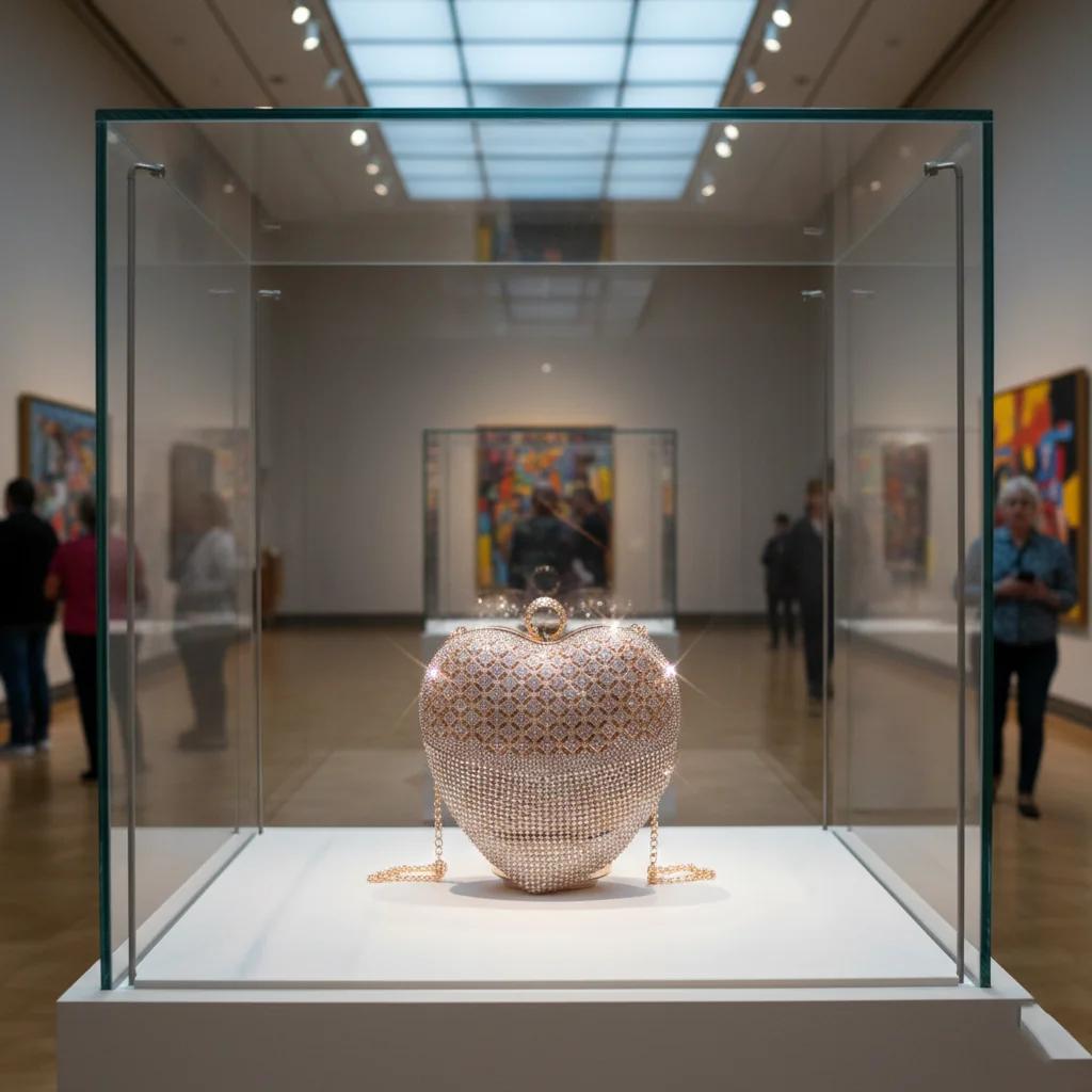 VPH Gift Store Tan Cute Heart Crystal Diamond Clutch Purse for Women