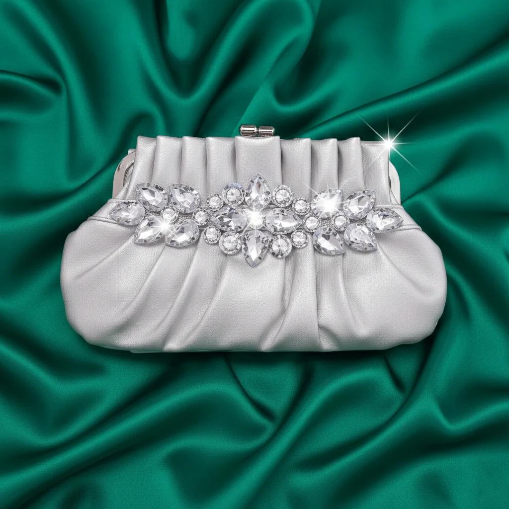 VPH Gift Store Stylish Light Grey Lady Queen Floral Wedding Clutch