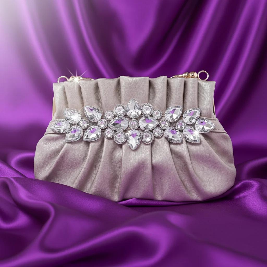 VPH Gift Store Elegant Grey Olive Lady Queen Floral Wedding Clutch