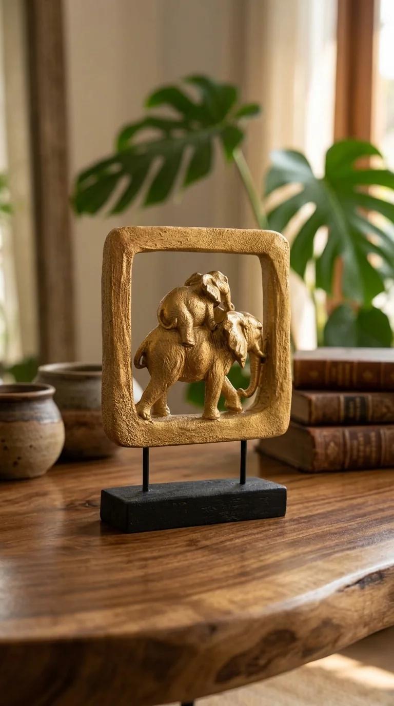 Value Gifts Elegant Antique Elephant Figurine for Home Ornament