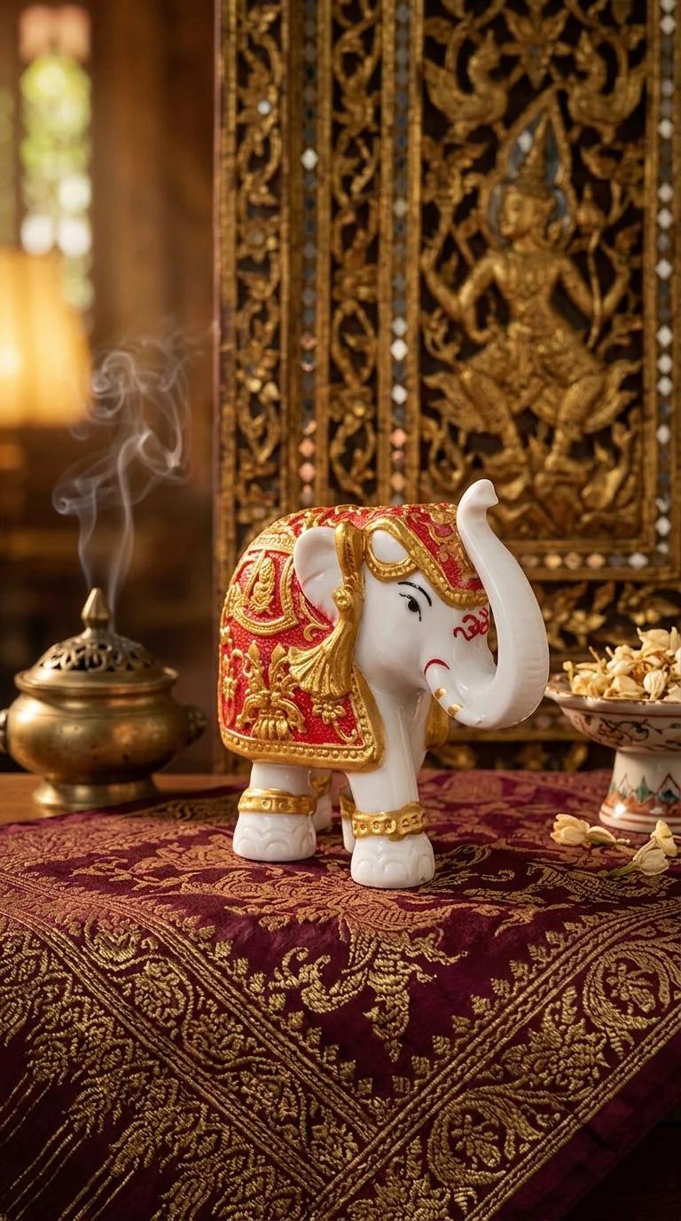 Value Gifts Elegant Golden Elephant Pair Figurines for Living Room Decoration