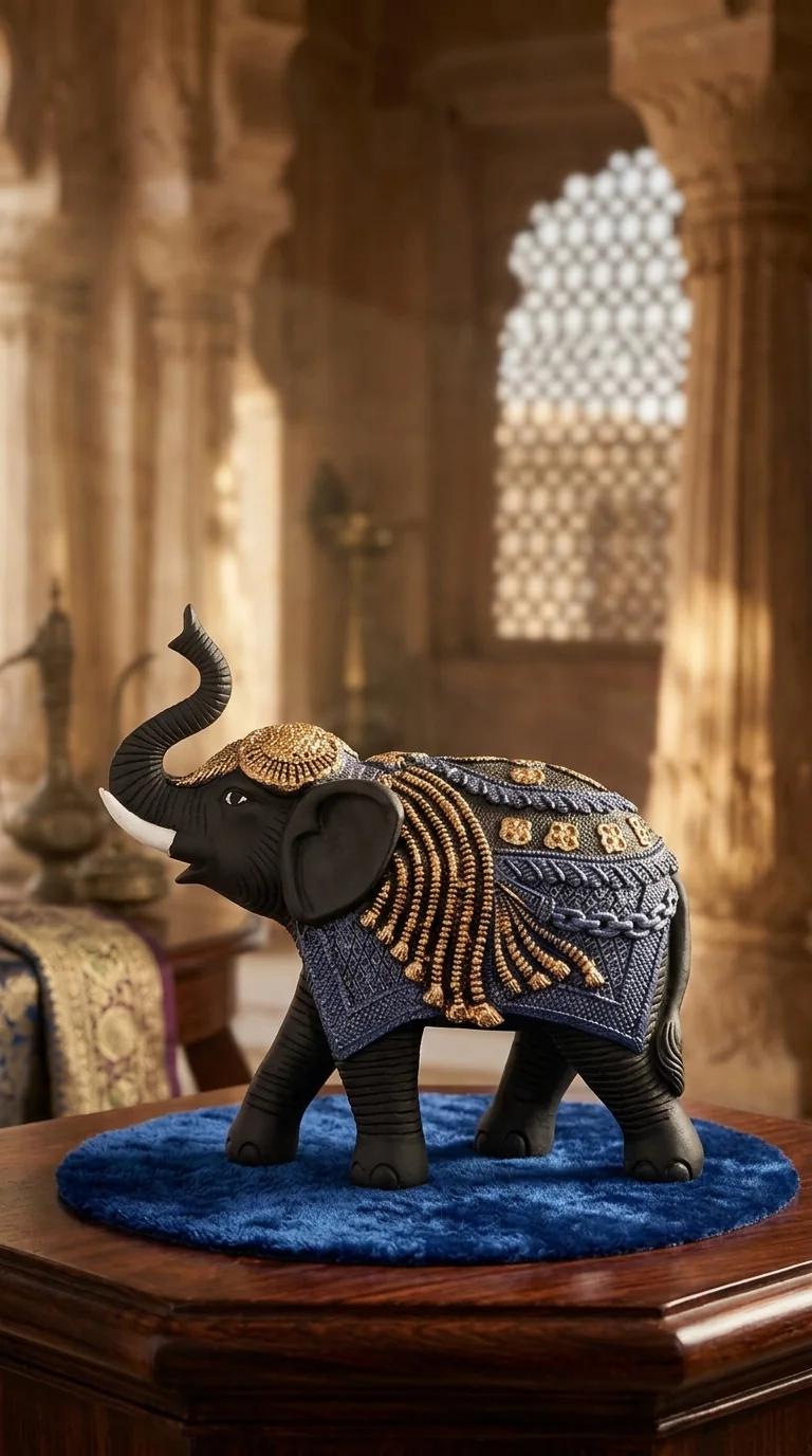 Value Gifts Handcrafted Medium Royal Elephant Pair for Home Decor and Gifting