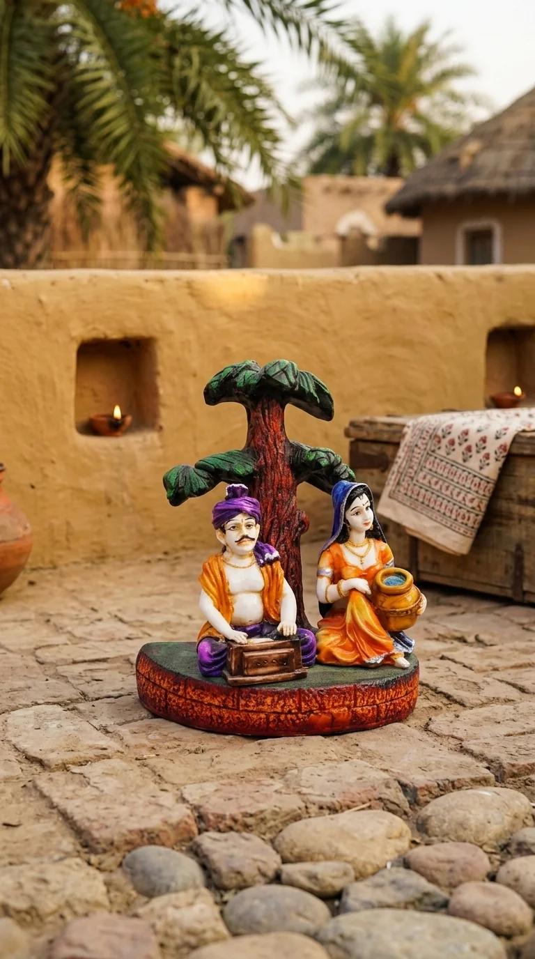 Value Gifts Rajasthani Couple Playing Musical Instrument Decorative Showpiece