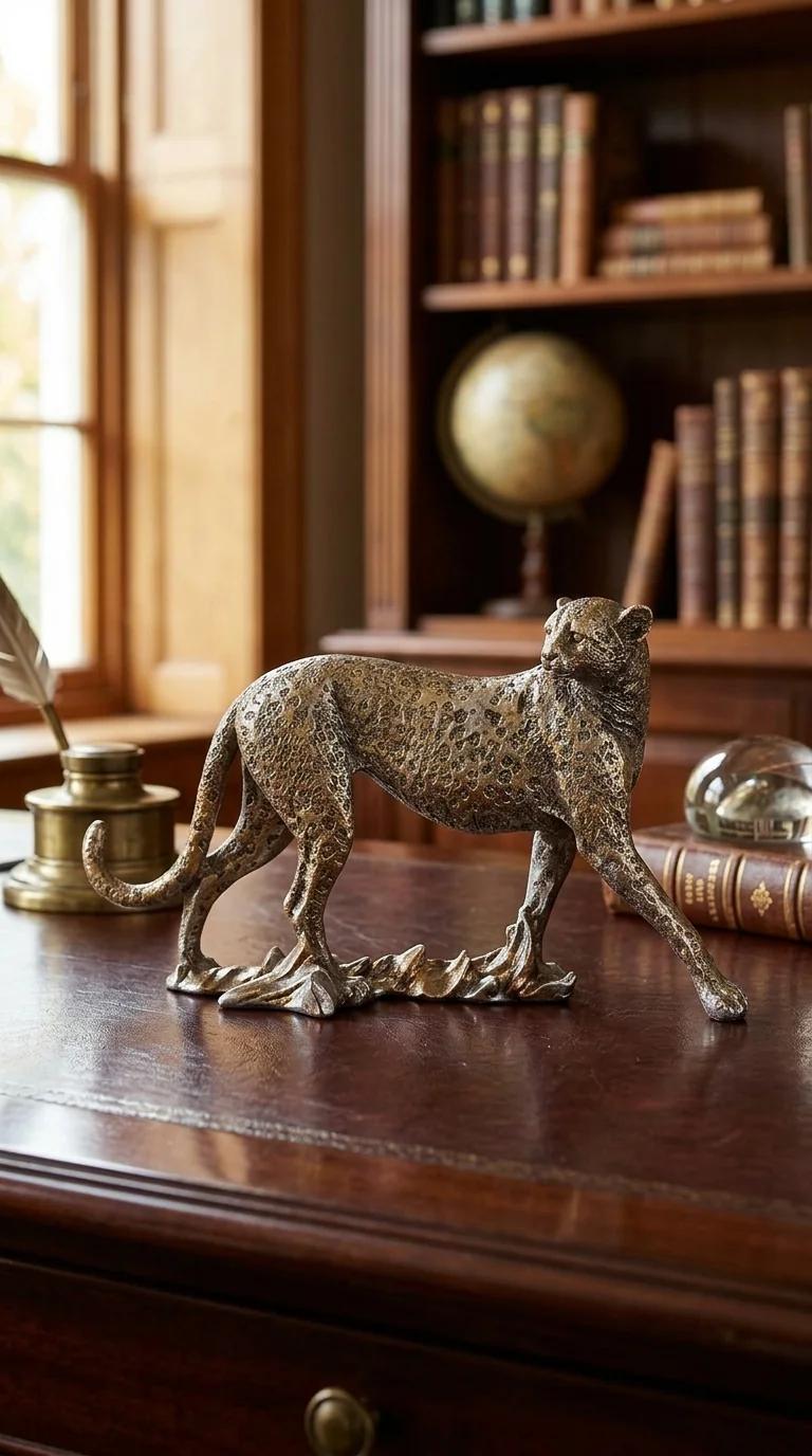 Value Gifts Elegant Retro Leopard Statue Decorative Showpiece for Desk