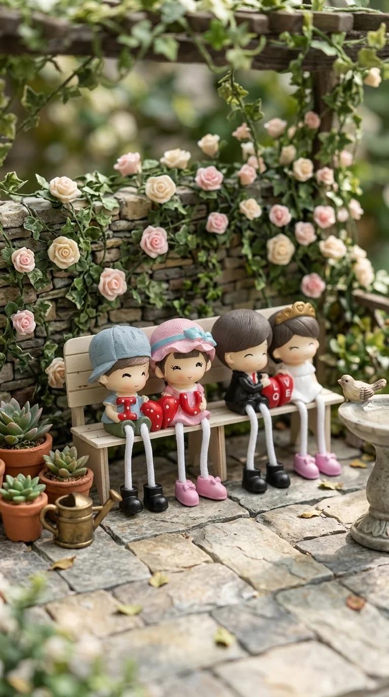Value Gifts Romantic Valentine's Day Hanging Bench Couple Figurines for Home Decoration