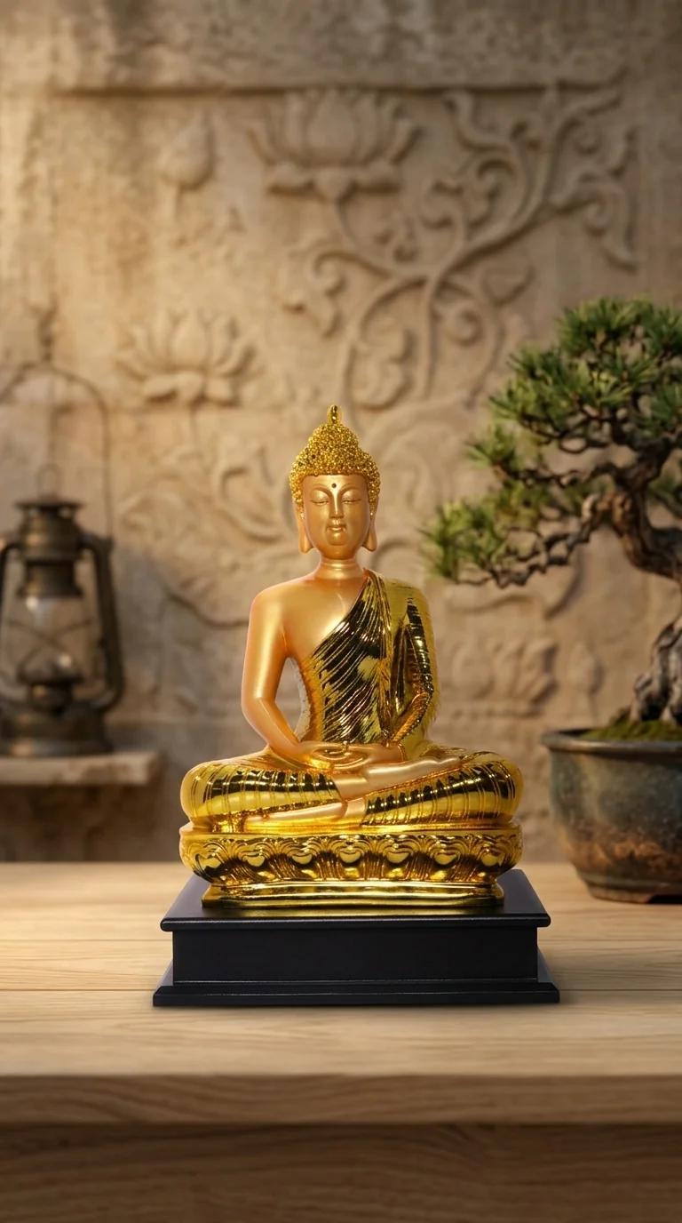 Value Gifts Gold Plated Buddha Idol for Home Office and Corporate Gifting