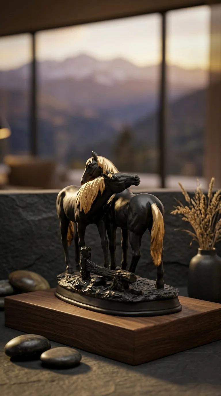 Value Gifts Elegant Horse Couple Figurine Set for Living Room Decor