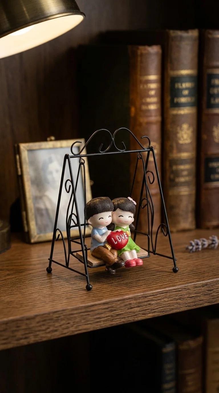 Value Gifts Elegant Romantic Couple Swing Showpiece for Home Decoration