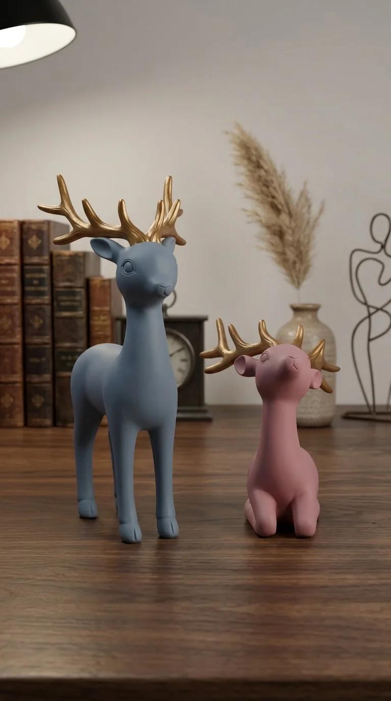 MH Decors Elegant Resin Reindeer Statue for Home Decoration and Gift Occasion