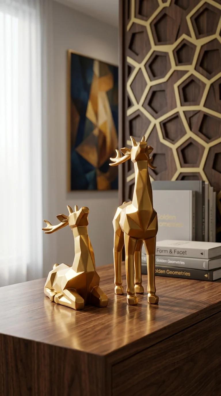 MH Decors Premium Lucky Resin Deer Statue for Home and Office Decorative Showpiece