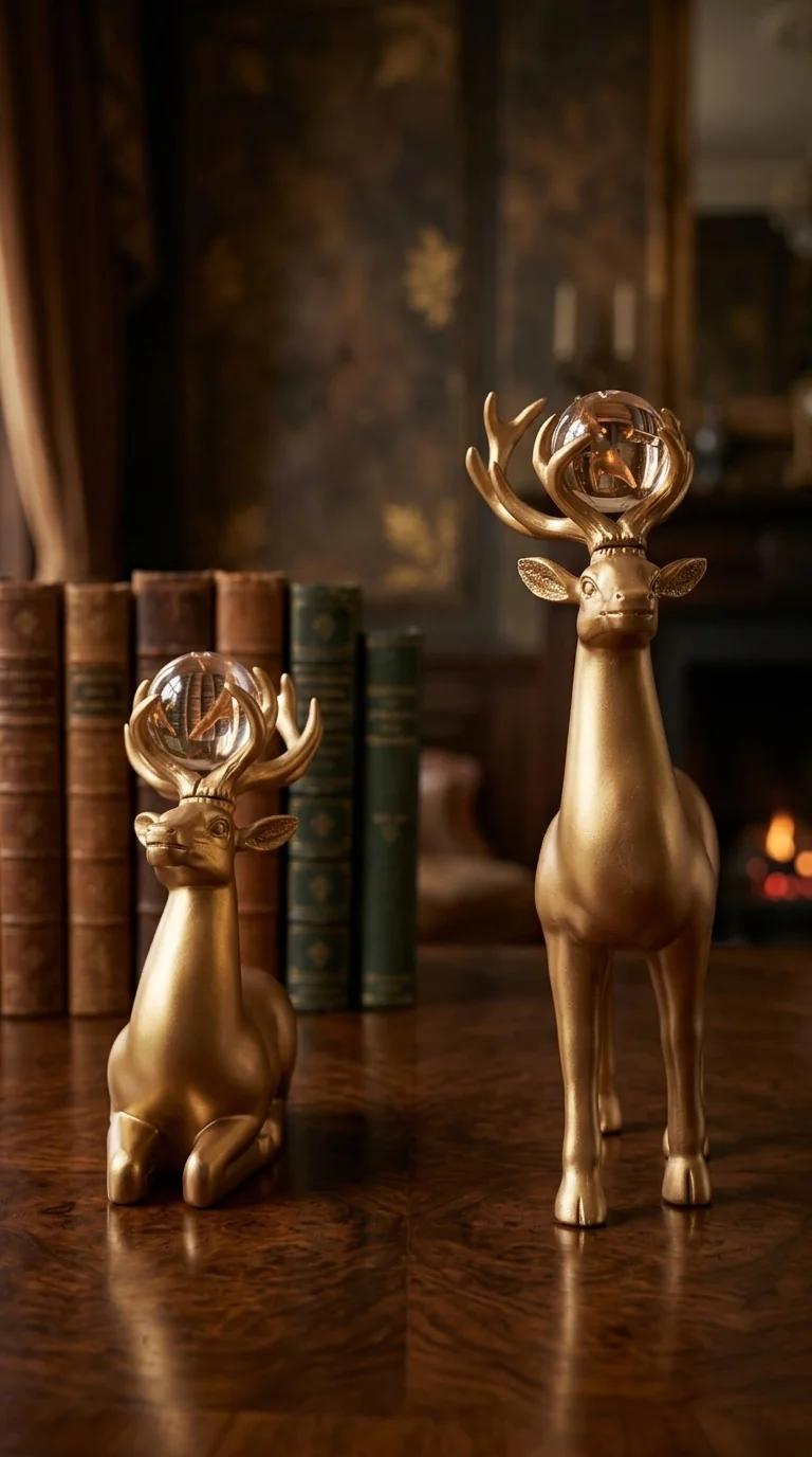 MH Decors Elegant Resin Deer Couple Figurines for Home Bedroom Decoration