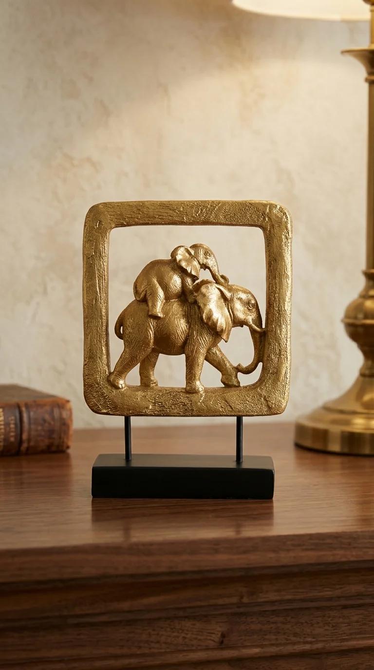 MH Decors Elegant Antique Elephant Showpiece for Home Decor and Shelf Display