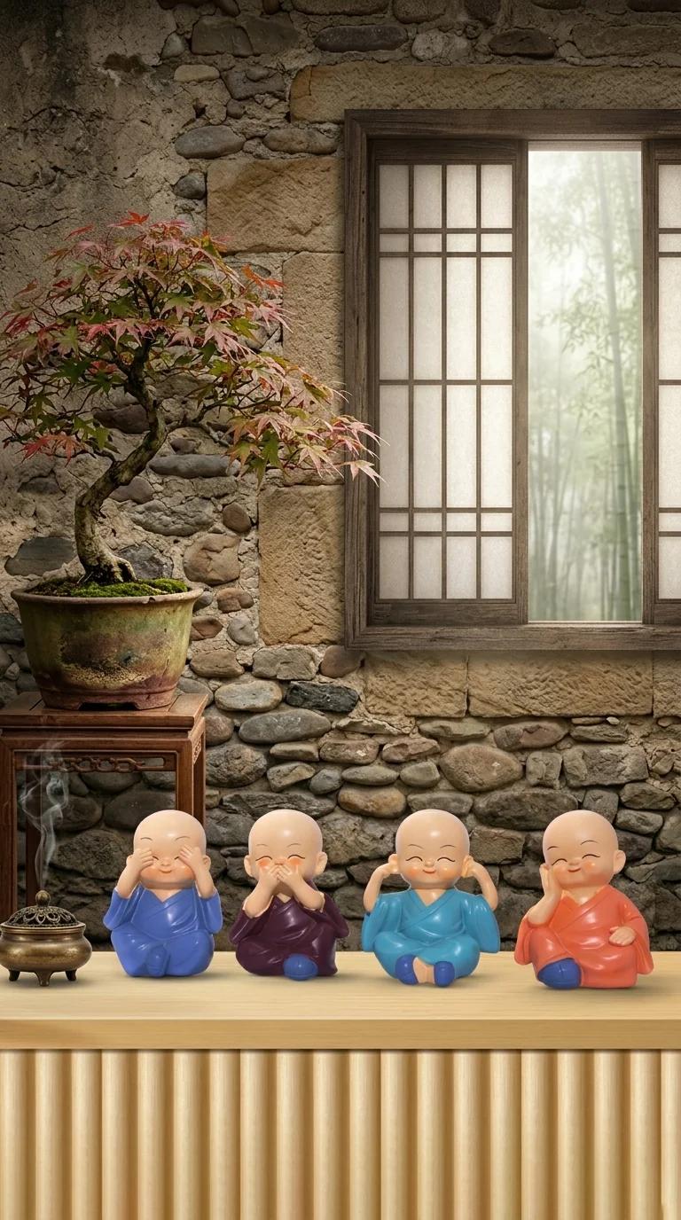MH Decors Elegant Buddha Monks Sculpture for Home Living Room and Office Table