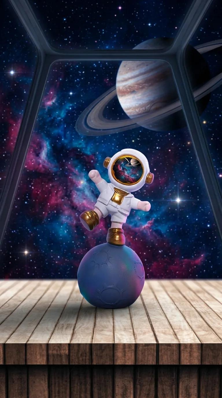 MH Decors Elegant Moon with Kid Astronaut Statue for Bedroom and Office Decor