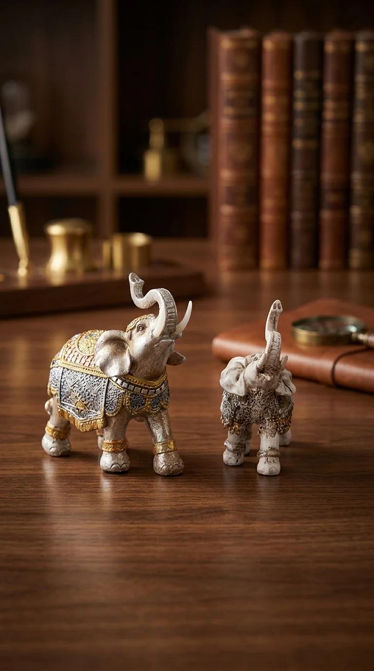 MH Decors Elegant Lucky Elephant Statue for Tabletop Home and Office Decoration