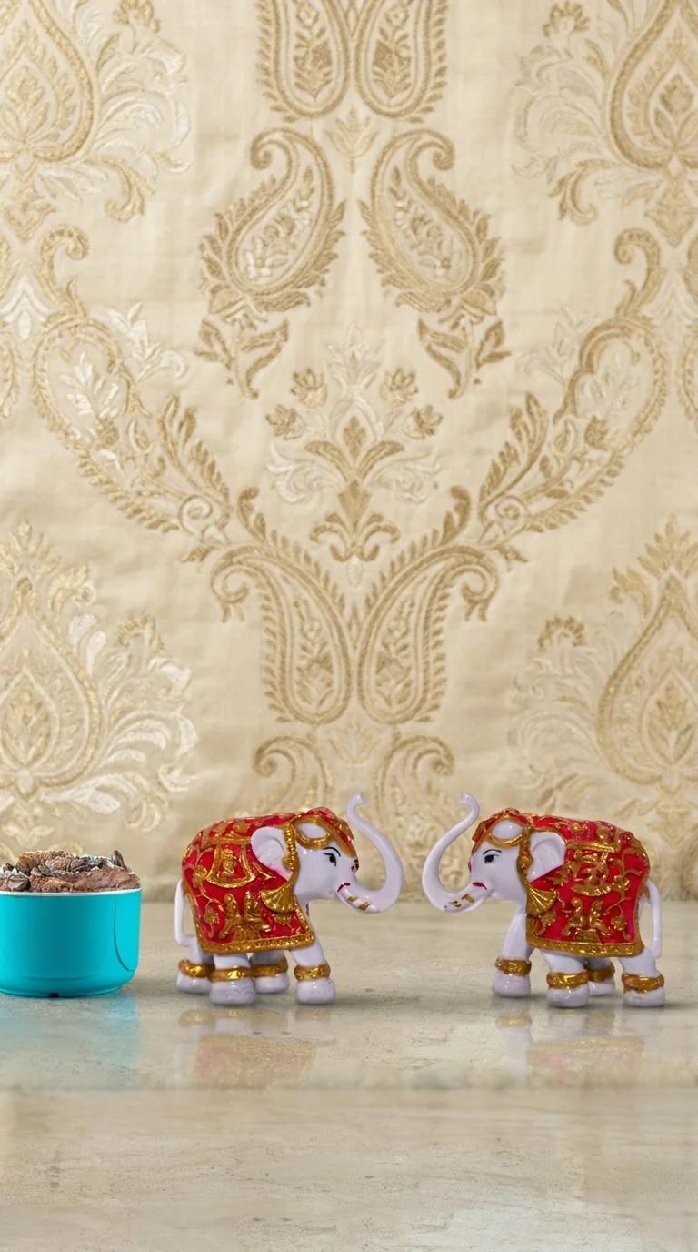 MH Decors Elegant Designer Elephant Pair Statue for Tabletop Home and Office Decor