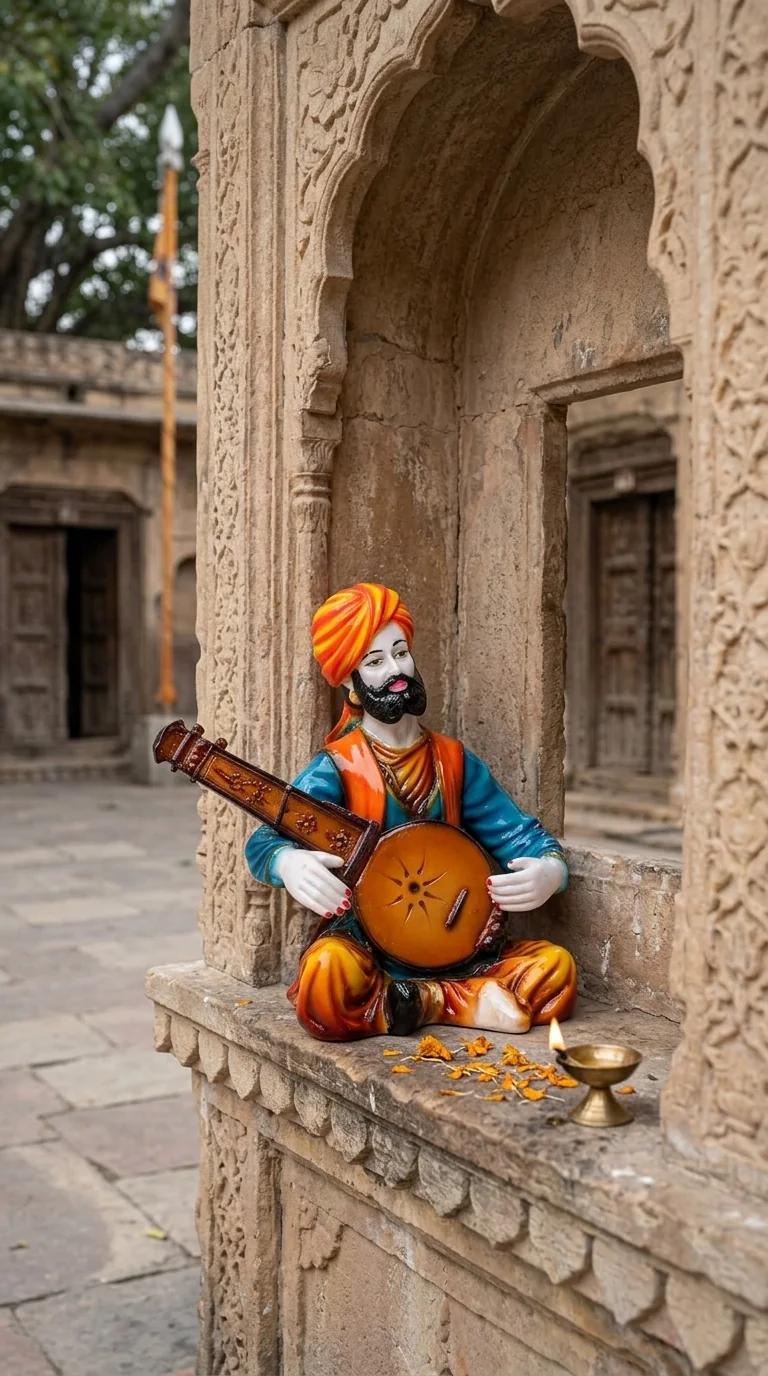 MH Decors Elegant Rajasthani Sitar Musician Figurine for Home Interior Display