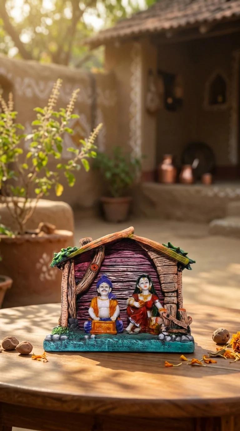 MH Decors Elegant Rajasthani Couple Playing Harmonium Figurine for Home Interior Display