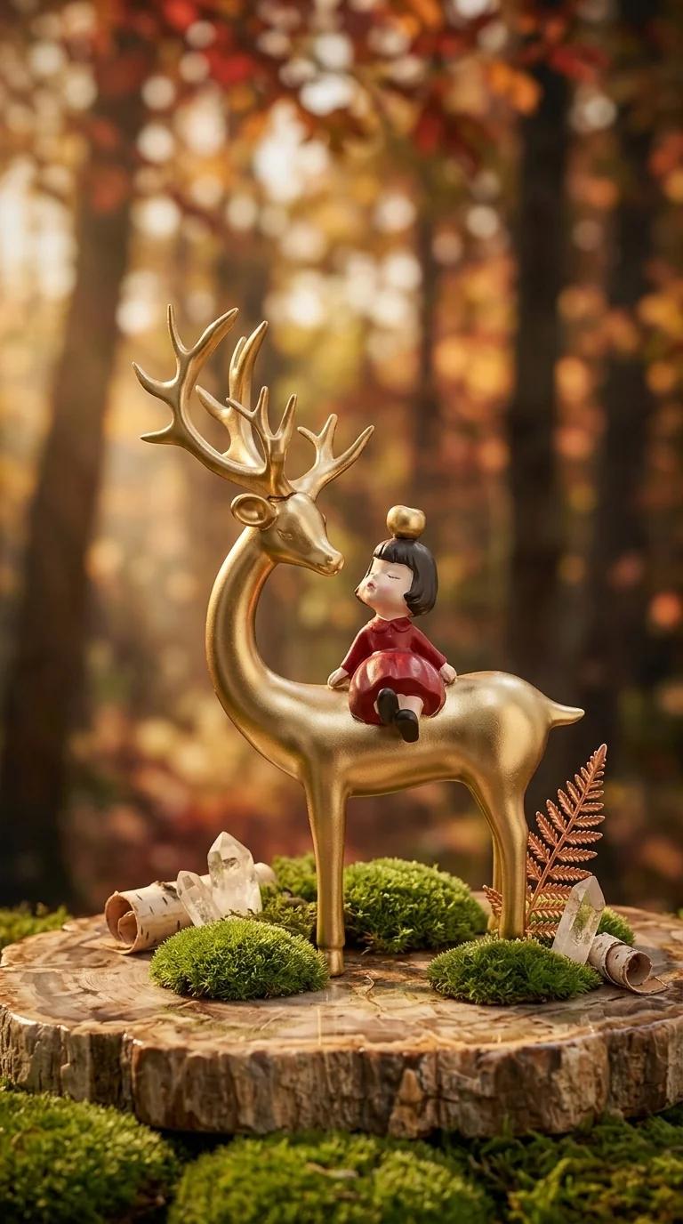MH Decors Elegant Golden Fairy Reindeer Showpiece for Office and Home Table Decor