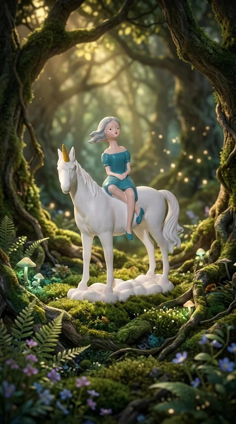 MH Decors Elegant Unicorn Girl on Horse Showpiece for Home and Office Decor