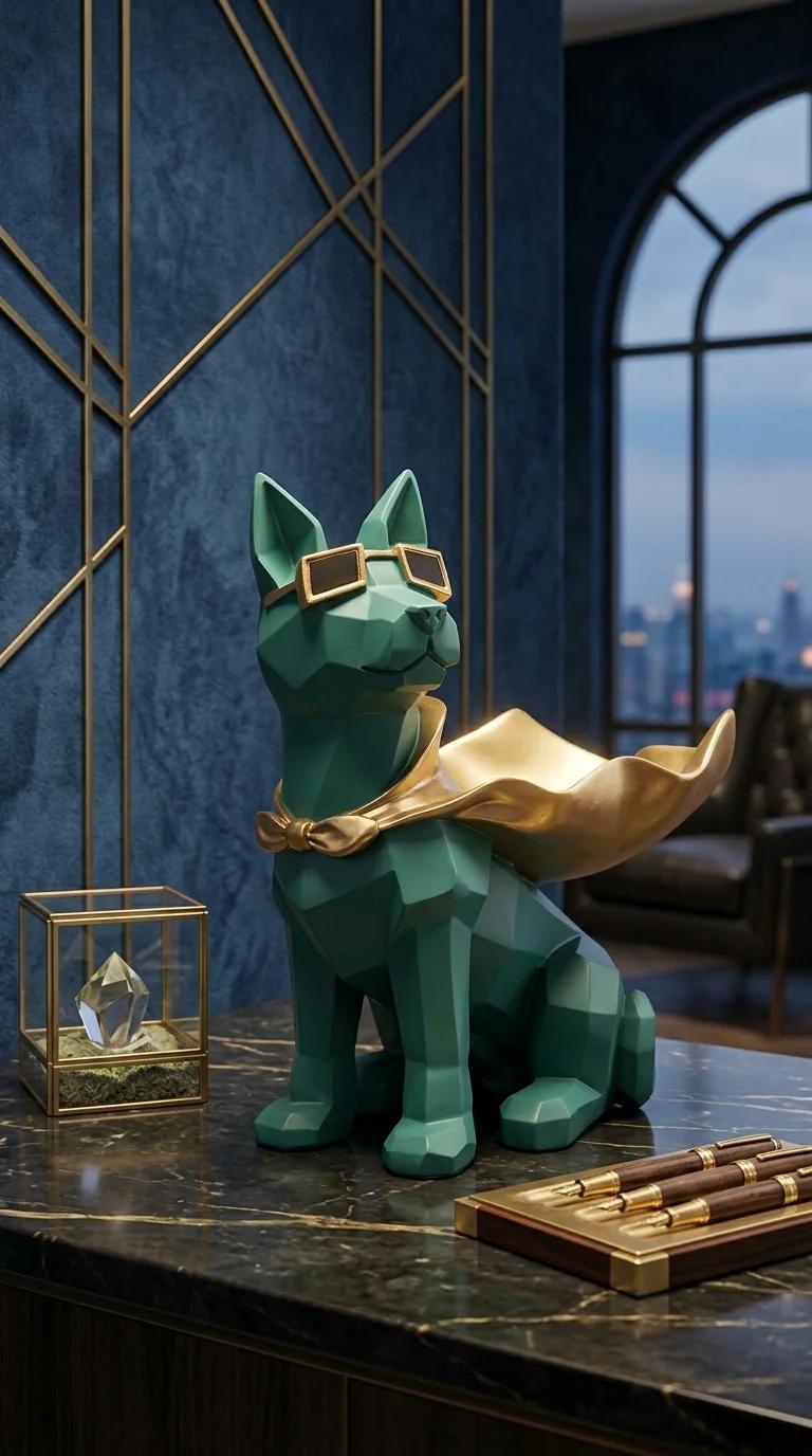 MH Decors Elegant Dog Figurine Storage Box for Living Room and Office Decoration