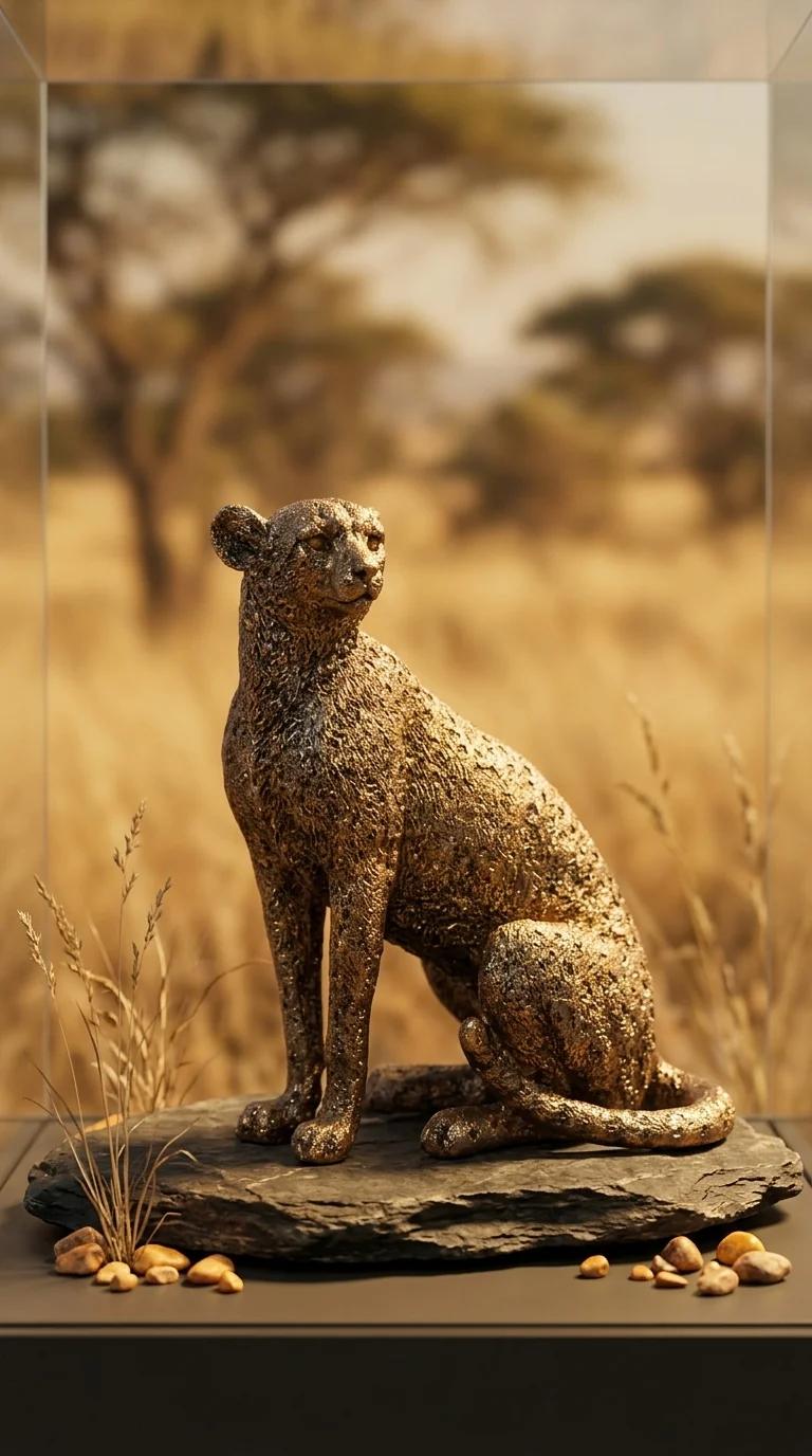 MH Decors Elegant Retro Leopard Figurine for Home and Office Table Display